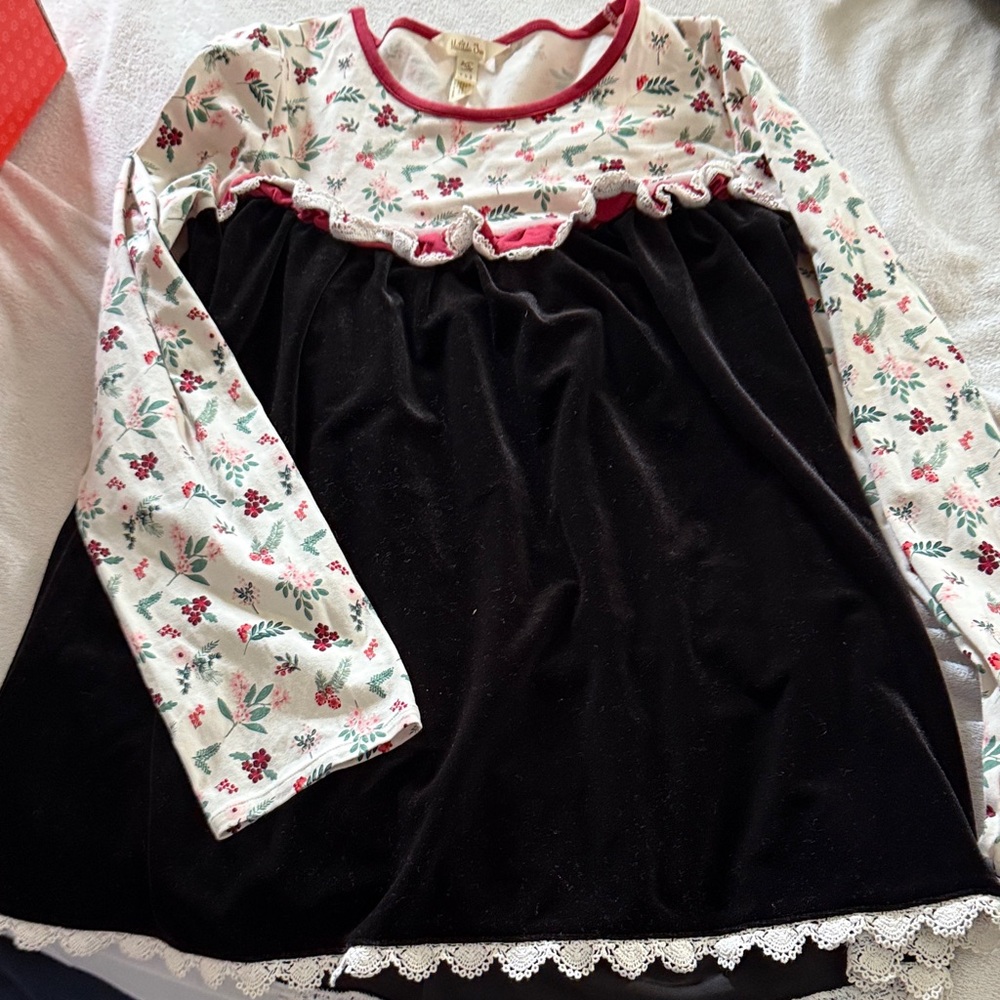 Matilda Jane Black and Floral Kids blouse too velvety.